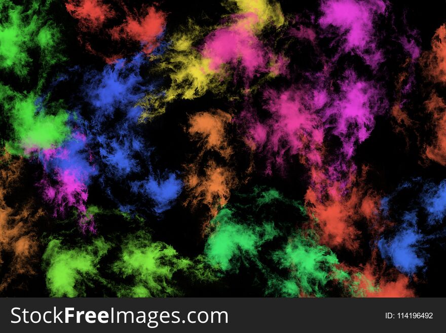 Textured Smoke, Abstract colorful,isolated on black background.