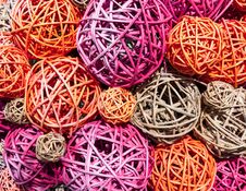 Balls Of Multicolored Straw And Thin Branches Stock Image