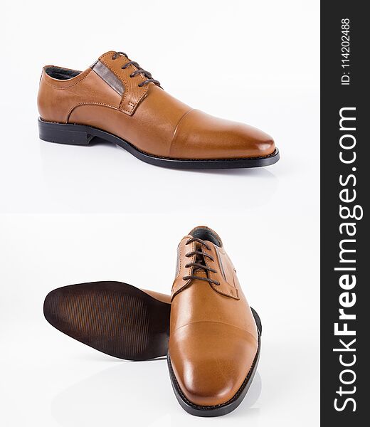 Male brown shoes leather