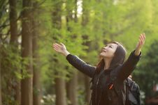 Freedom Happy Woman Feeling Free In Nature In Spring Summer Outdoor, Stock Photo