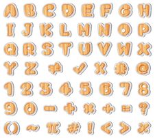 Font Design For English Letters And Numbers In Wooden Texture Stock Images