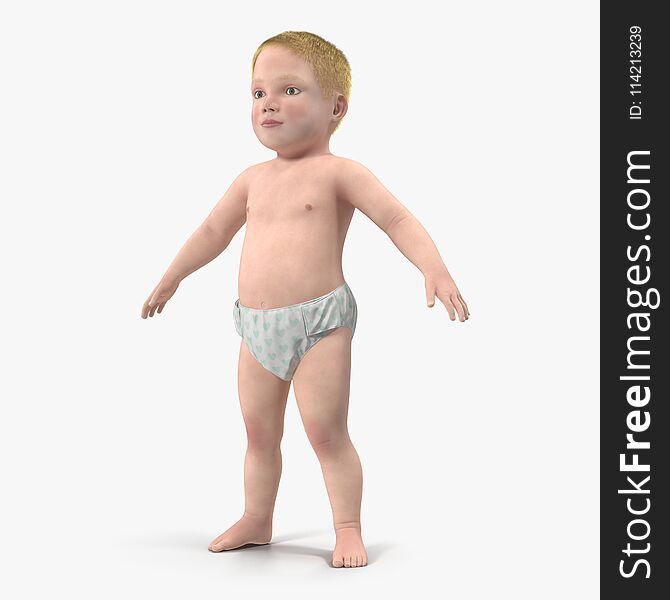 Baby On White. 3D Illustration