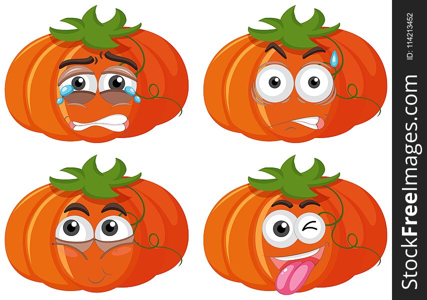 Pumpkin With Four Different Emotions