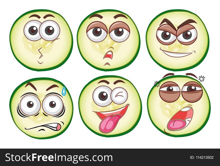 Six Diffrent Expression Faces illustration