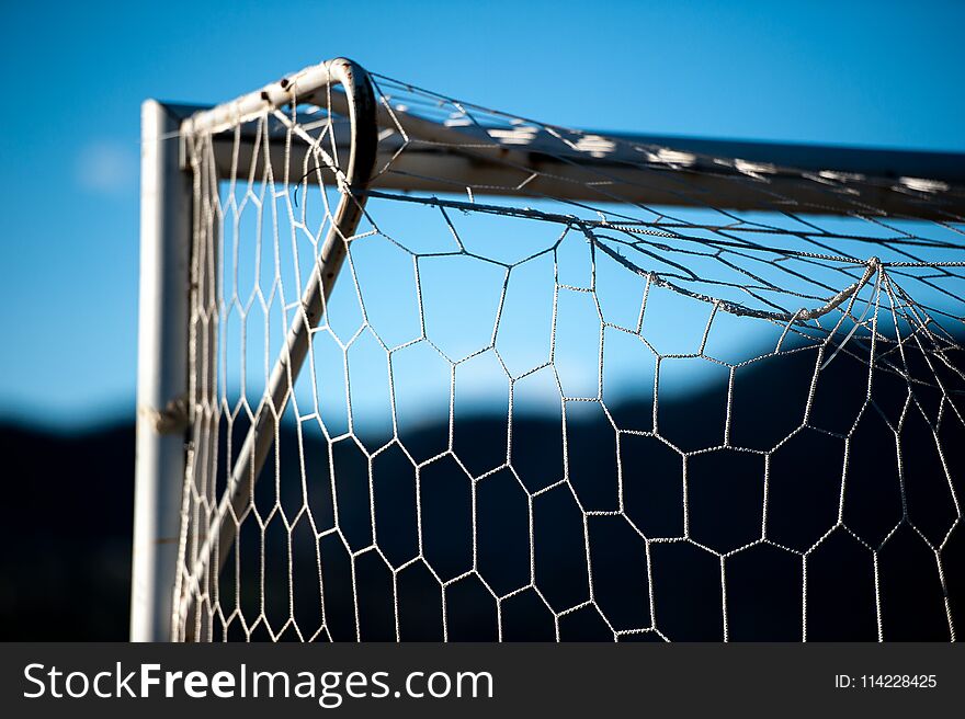 Door with net in soccer field. Door with net in soccer field