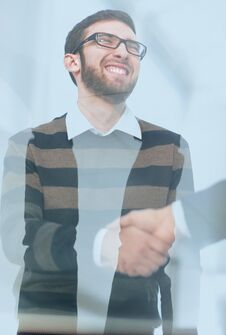 From Behind The Glass.handshake Business People Stock Images