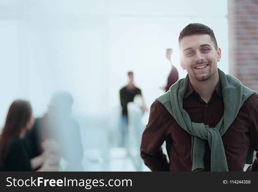 Creative Businessman On Background Of Office