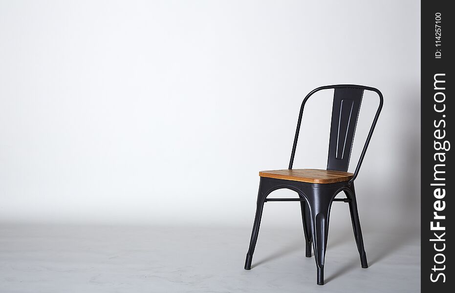 Steel with wood chair on Grey