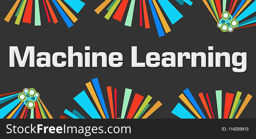 Machine learning text written over dark colorful background. Machine learning text written over dark colorful background.