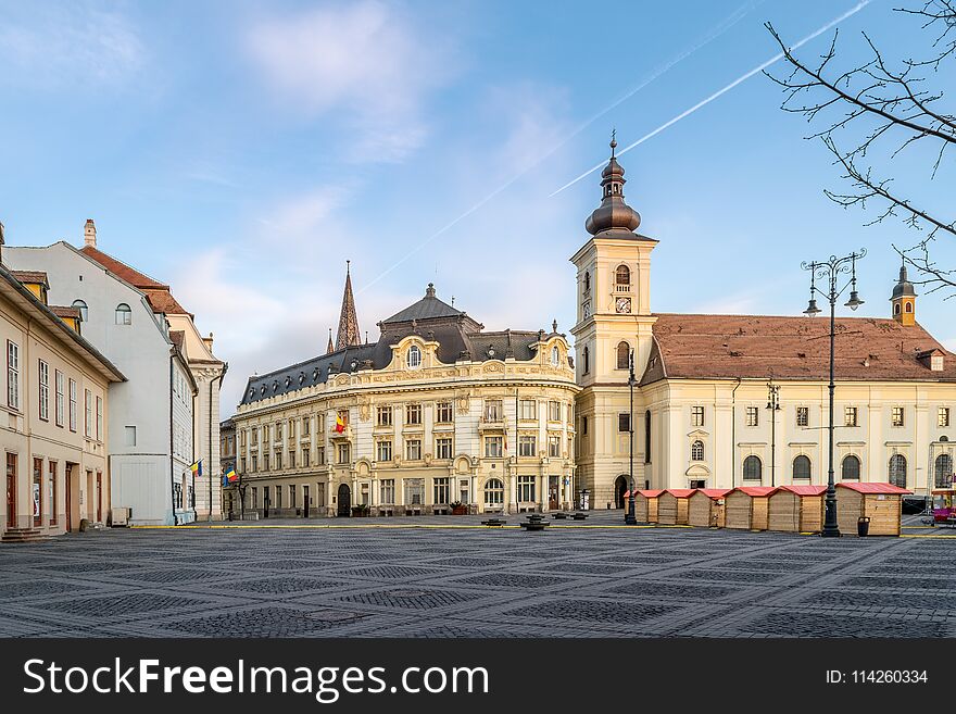 View to the Big Square in Sibiu, during the opening of the Easter Fair