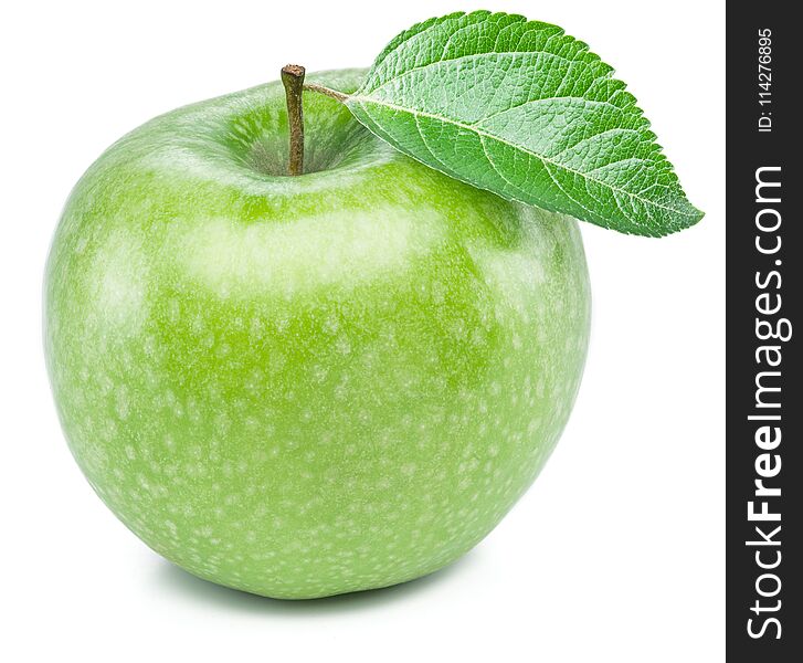 Ripe green apple fruit on the white background. Ripe green apple fruit on the white background.