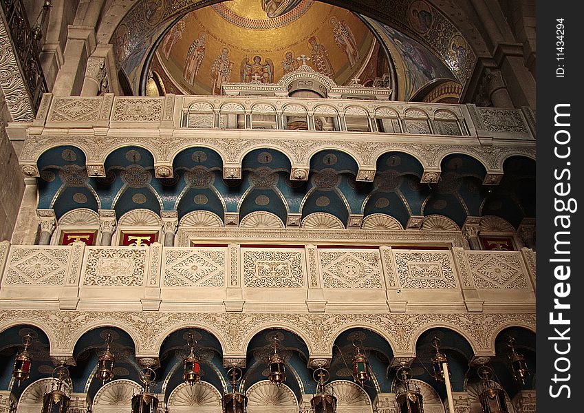 Fragment of interior in Holy Sepulchre Church, Jerusalem