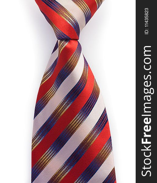 Saturated striped necktie isolated on pure white background. Saturated striped necktie isolated on pure white background