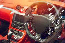 Luxury Vehicle Interior Car Dashboard With Steering Wheel Royalty Free Stock Photography