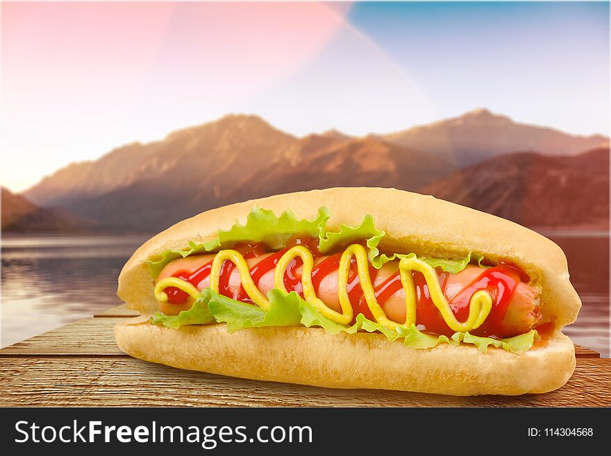 Hot dog fast food barbecue relish food ketchup mustard