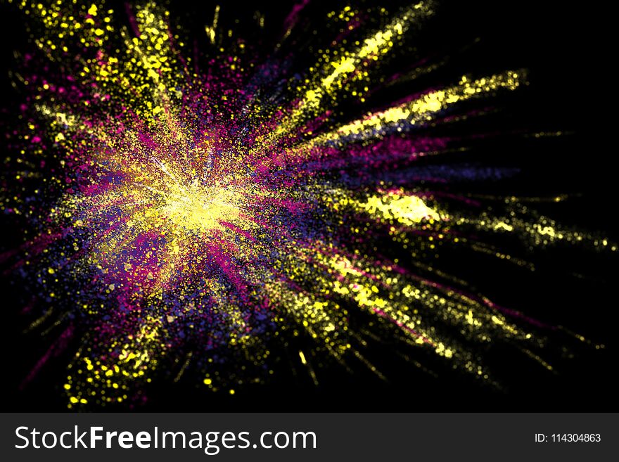 Explosion illustration color dust splash. Fireworks abstract background.