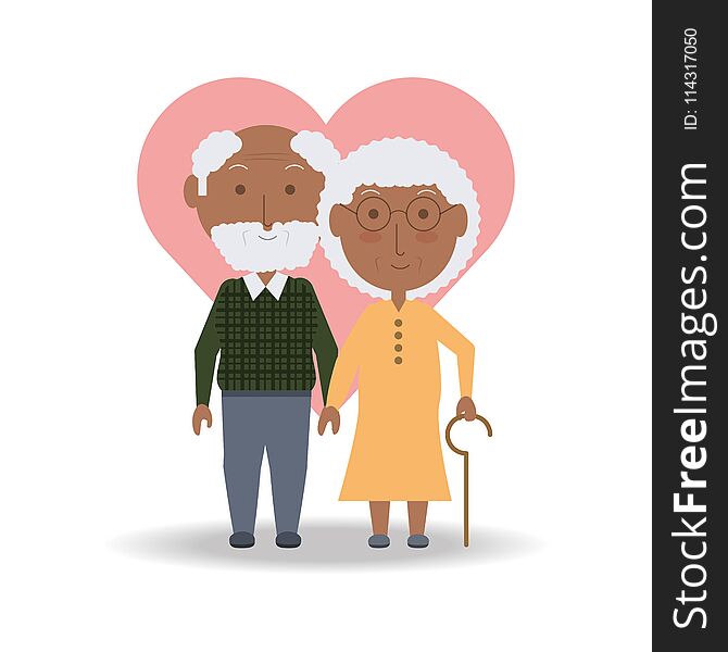 Grandparents cartoon and heart of family and senior theme Vector illustration. Grandparents cartoon and heart of family and senior theme Vector illustration