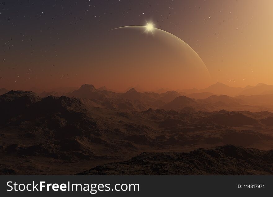 3d rendered Space Art: Alien Planet - A Fantasy Landscape