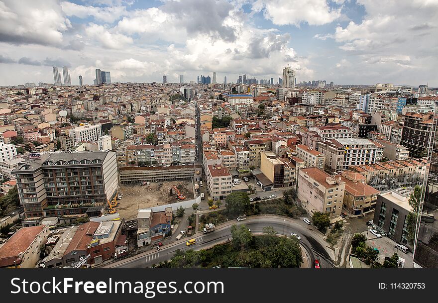 This photograph was taken from an elevation of 140 feet to show the sprawling cityscape of Istanbul from the European side.