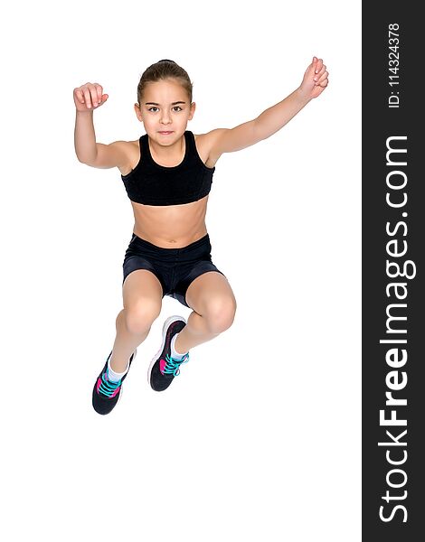 Girl gymnast jumping.