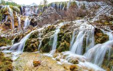 Waterfall Inside Jiuzhaigo Valley Scenic Park Stock Photos