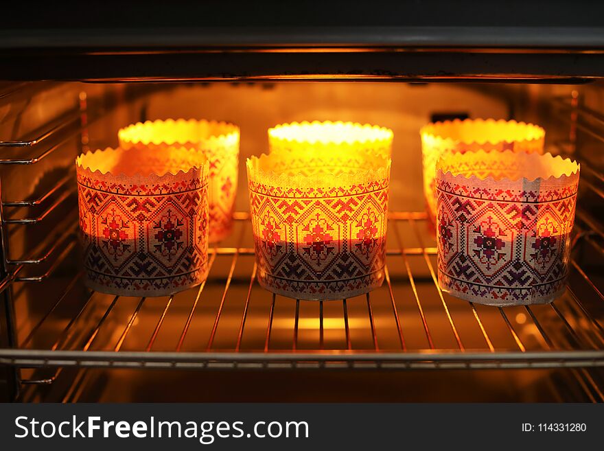 Easter traditional cake in oven