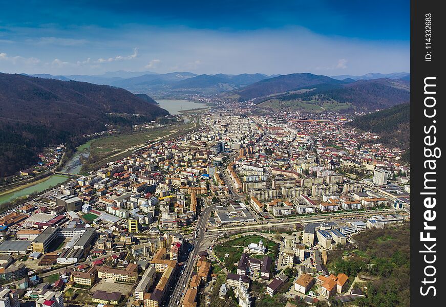 Aerial view of Piatra Neamt city