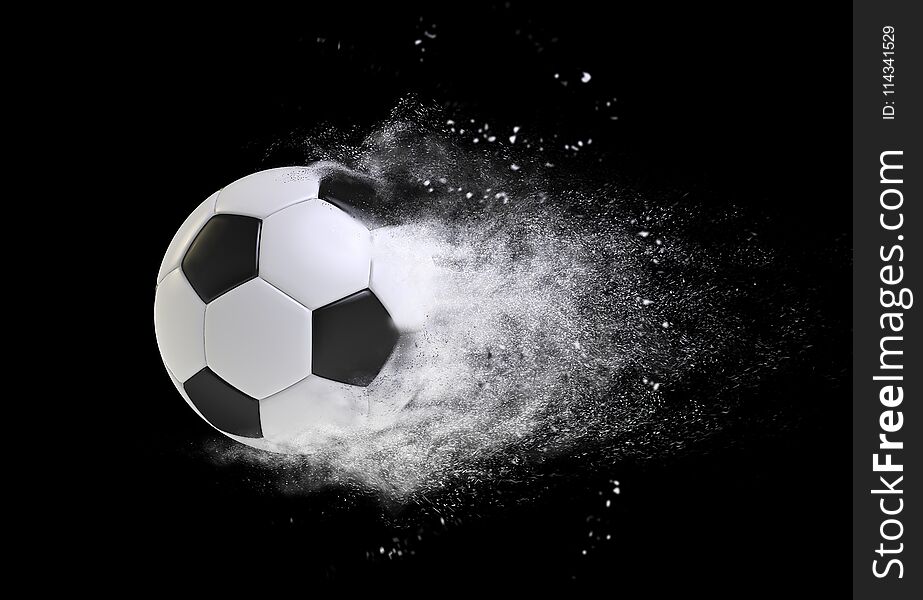 Soccer ball speed effect isolated on black