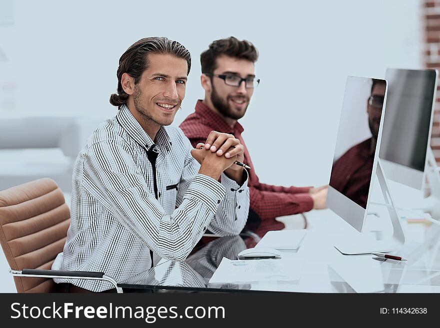 Successful employees in the office.photo with copy space