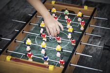 Focus Ball In Start Soccer Table Game. Boy Toy Sport Game Concept. Stock Image