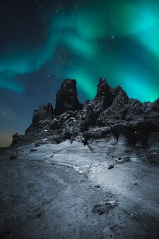 Northern Lights In The Mountains And Plains Royalty Free Stock Images
