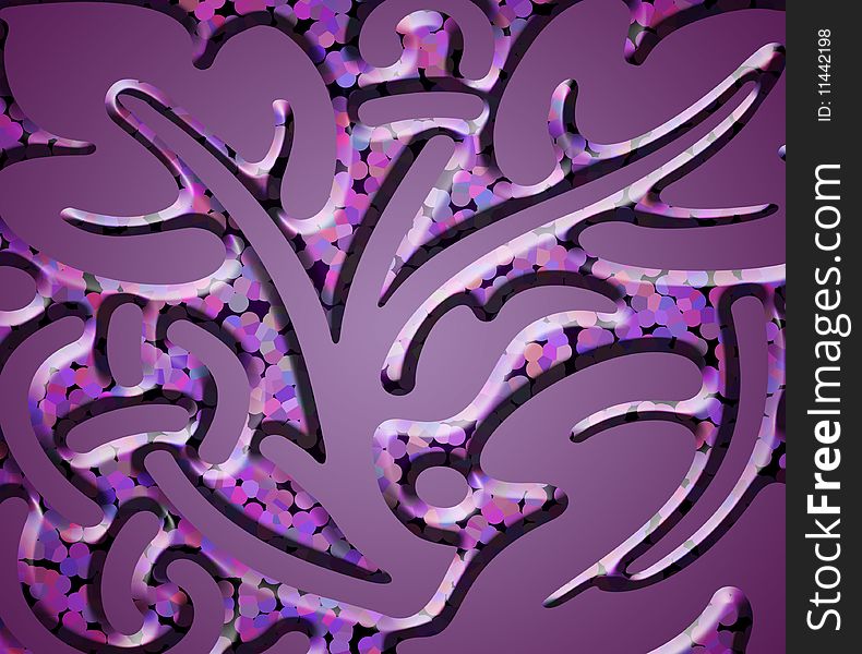 Abstract pattern isolated over purple background; digital art. Abstract pattern isolated over purple background; digital art