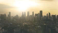 Sunset Over Jakarta City Stock Photography