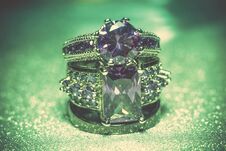 Silver Ring With Purple Zircon Retro Royalty Free Stock Photography