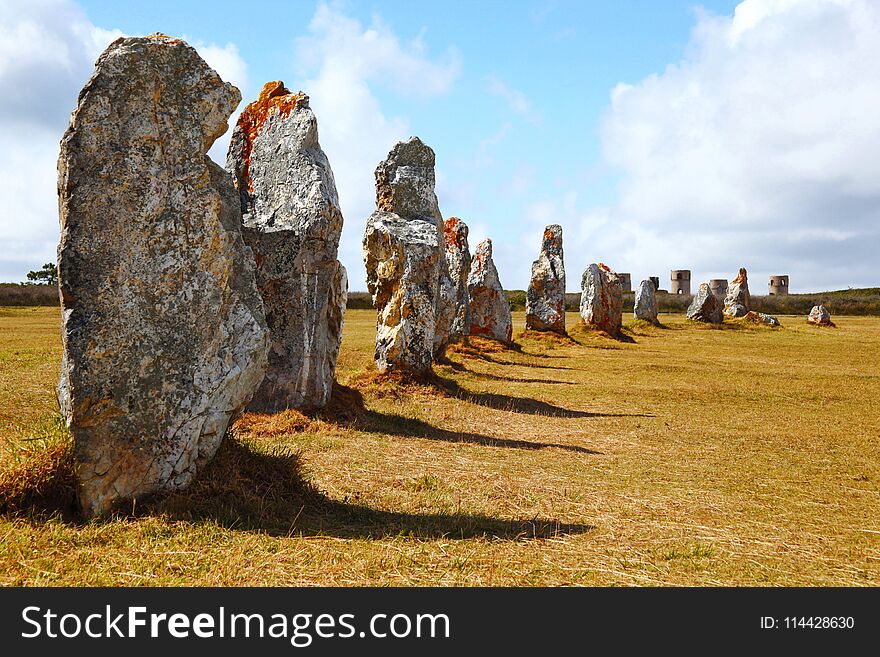 Megaliths prehistoric menhirs in French territory