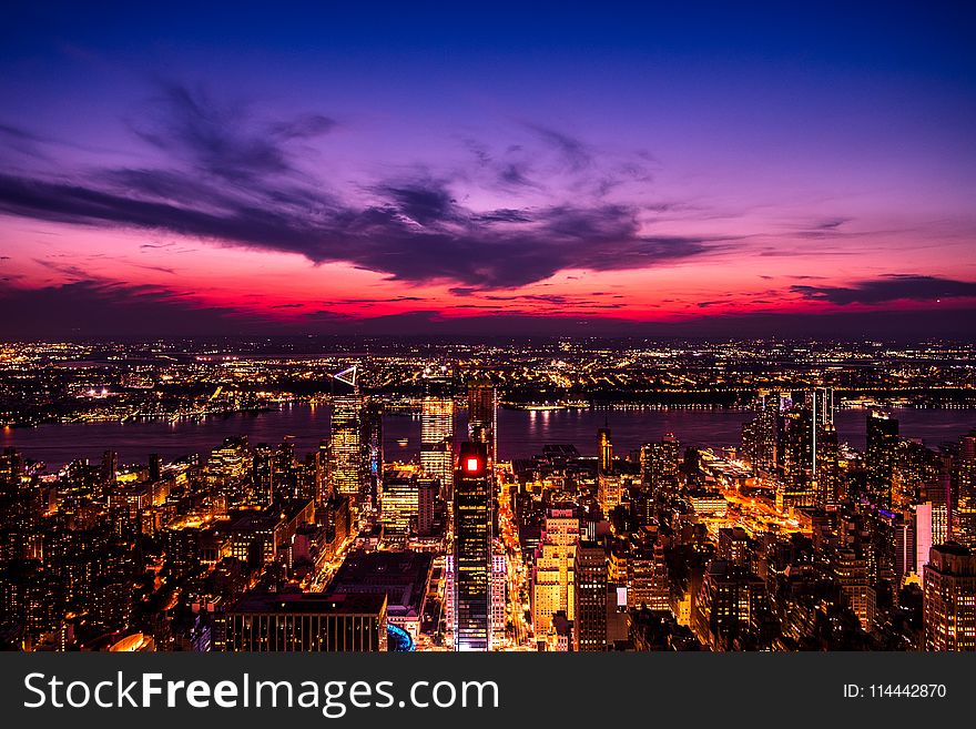 Aerial Photography of Buildings during Nighttime