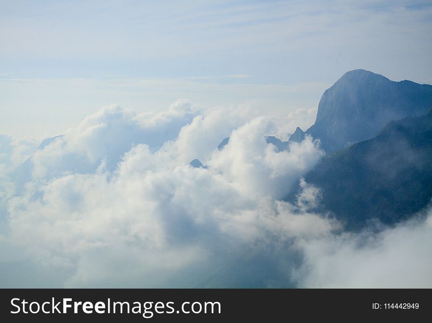 Clouds Formation on Top of Mountain Photography