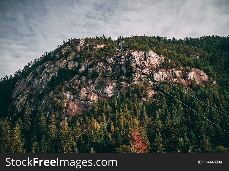 Aerial Photo of Cable Car on Mountain