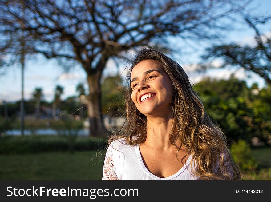 Woman Wearing White Top