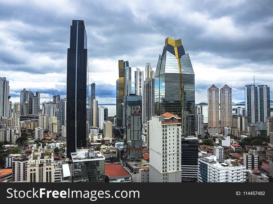 Panama city skyline - modern city skyline - skyscraper building panorama -