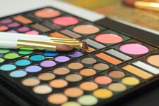 Close Up. Makeup Brushes Lie On The Cosmetic Set Royalty Free Stock Photo Close Up. Makeup Brushes Lie On The Cosmetic Set Royalty Free Stock Photo