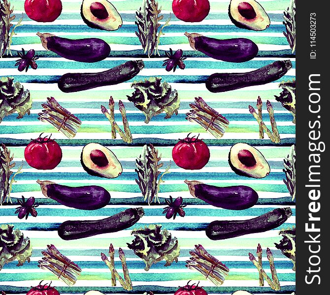 Vegetables Seamless Pattern. Repeatable Pattern With Healthy Food.