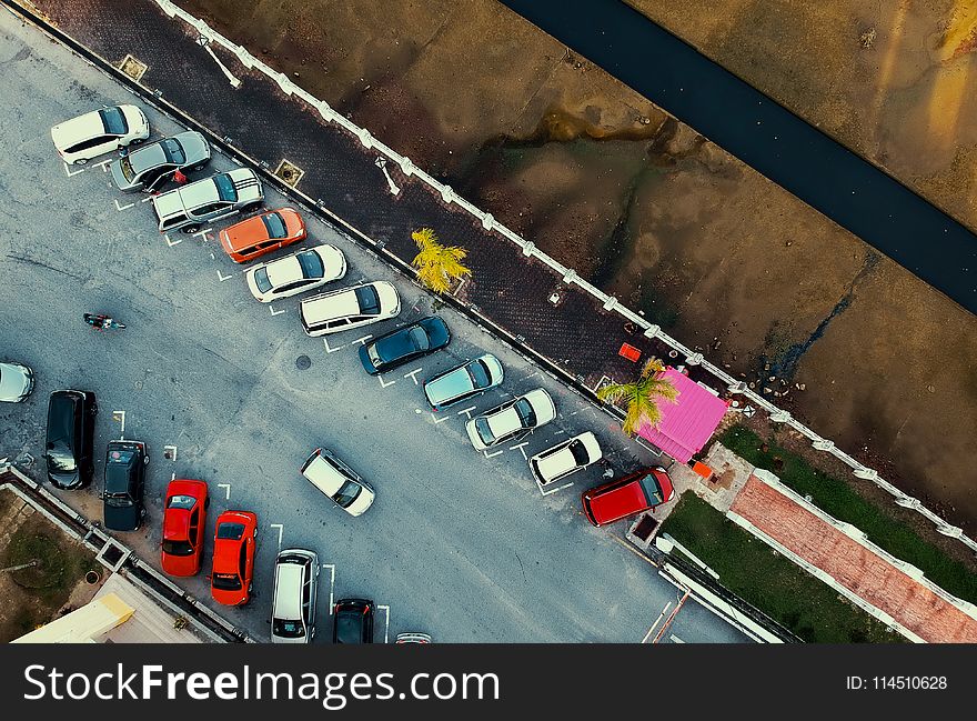 Bird&#x27;s Eye View of Parked Cars