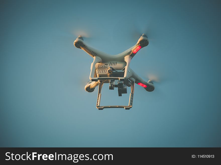 Worm&x27;s Eyeview Photo Of White Quadcopter