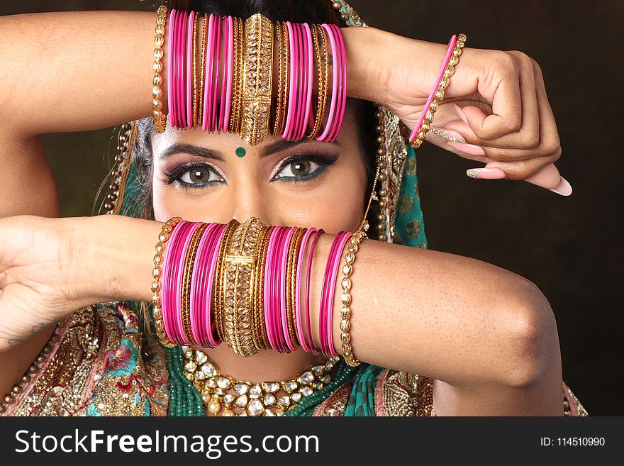 Woman Wearing Bangle Bracelets