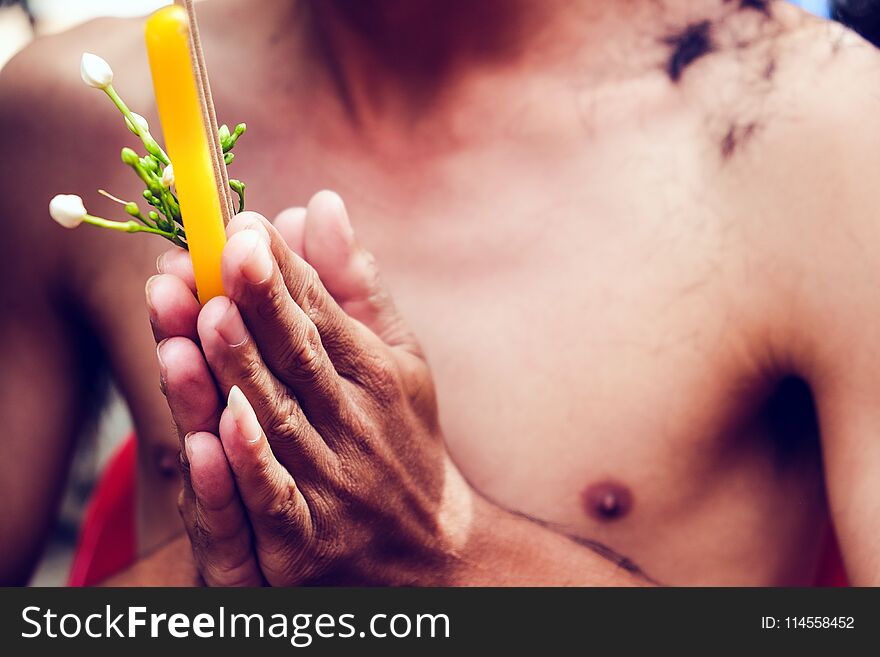 Ordination ceremony for Buddhist monks Closeup hand man become buddhism monk. Ordination ceremony for Buddhist monks Closeup hand man become buddhism monk