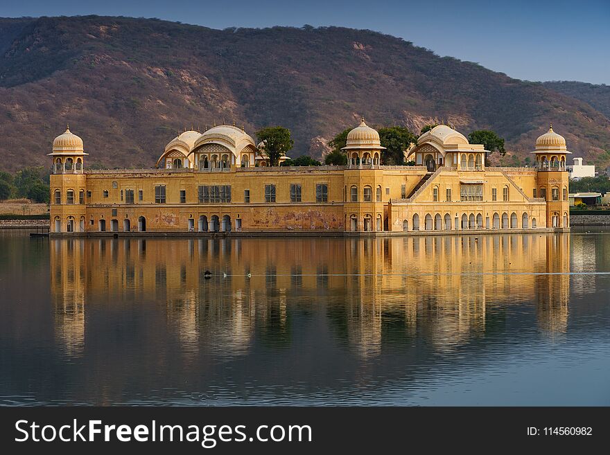 Jal mahal is a five storied building was built in man sakar lake,three or four floors remain underwater depend on water level. Jal mahal is a five storied building was built in man sakar lake,three or four floors remain underwater depend on water level.