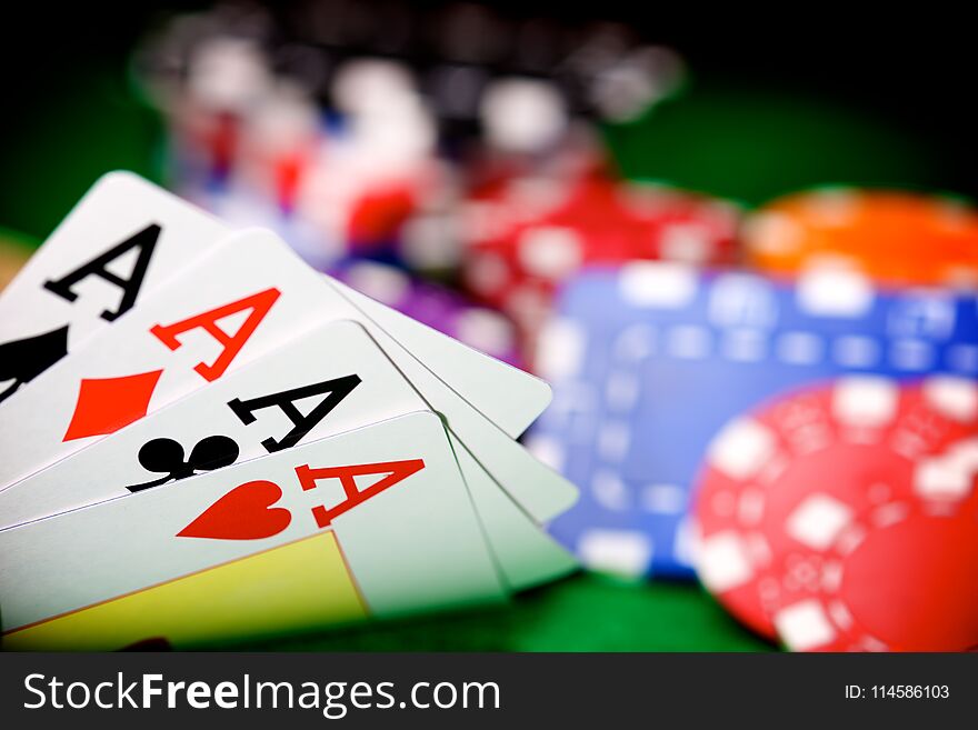 View of a gaming table with green mat. View of a gaming table with green mat