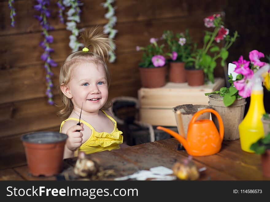 Baby girl plant flowers