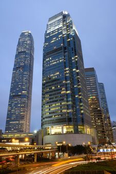 Tall Commercial Buildings At Central Hong Kong Royalty Free Stock Image